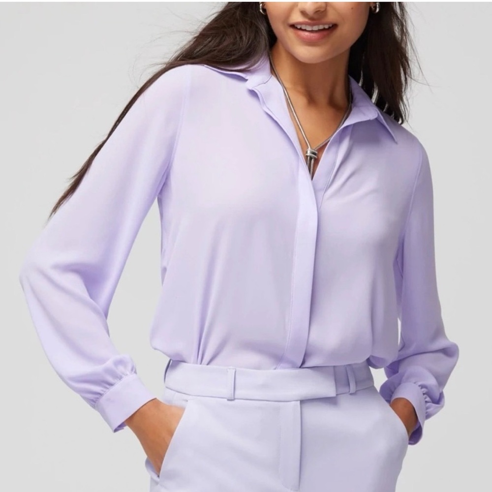 White House Black Market Lavender Long Sleeve Women's Top